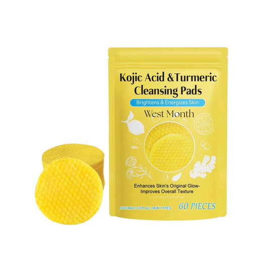 West&Month Turmeric Kojic Acid Cleansing Pads Exfoliating Remove Dead Skin Acne Fade Melanin Oil Control Nourish Glow Facial Wash Sponges 60pcs
Specifications:â