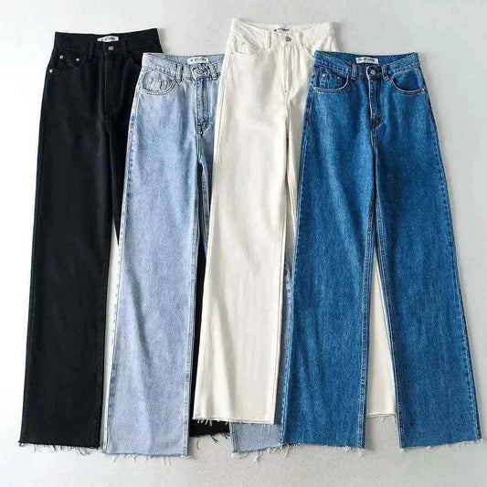 XS-L Casual Fashion Straight Leg Women Jeans Denim Bottom