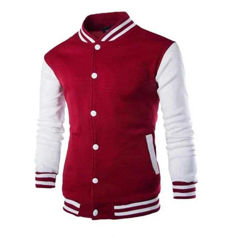 Wine Red Baseball Jacket Men - Fashionable Hoodies for Men fastdrop shop