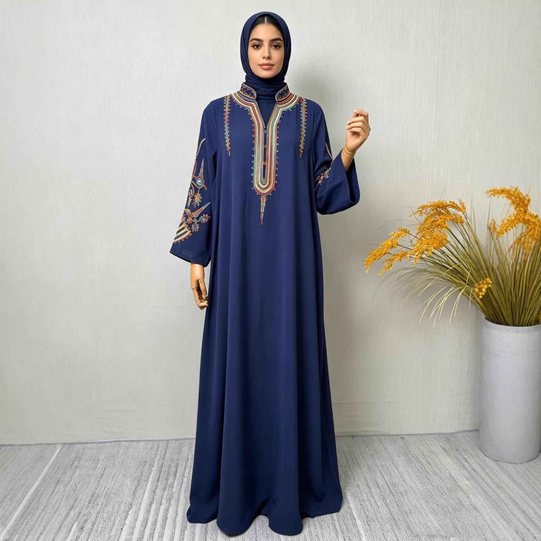 Elegant Embroidered Long Robe Dress for Women Dress