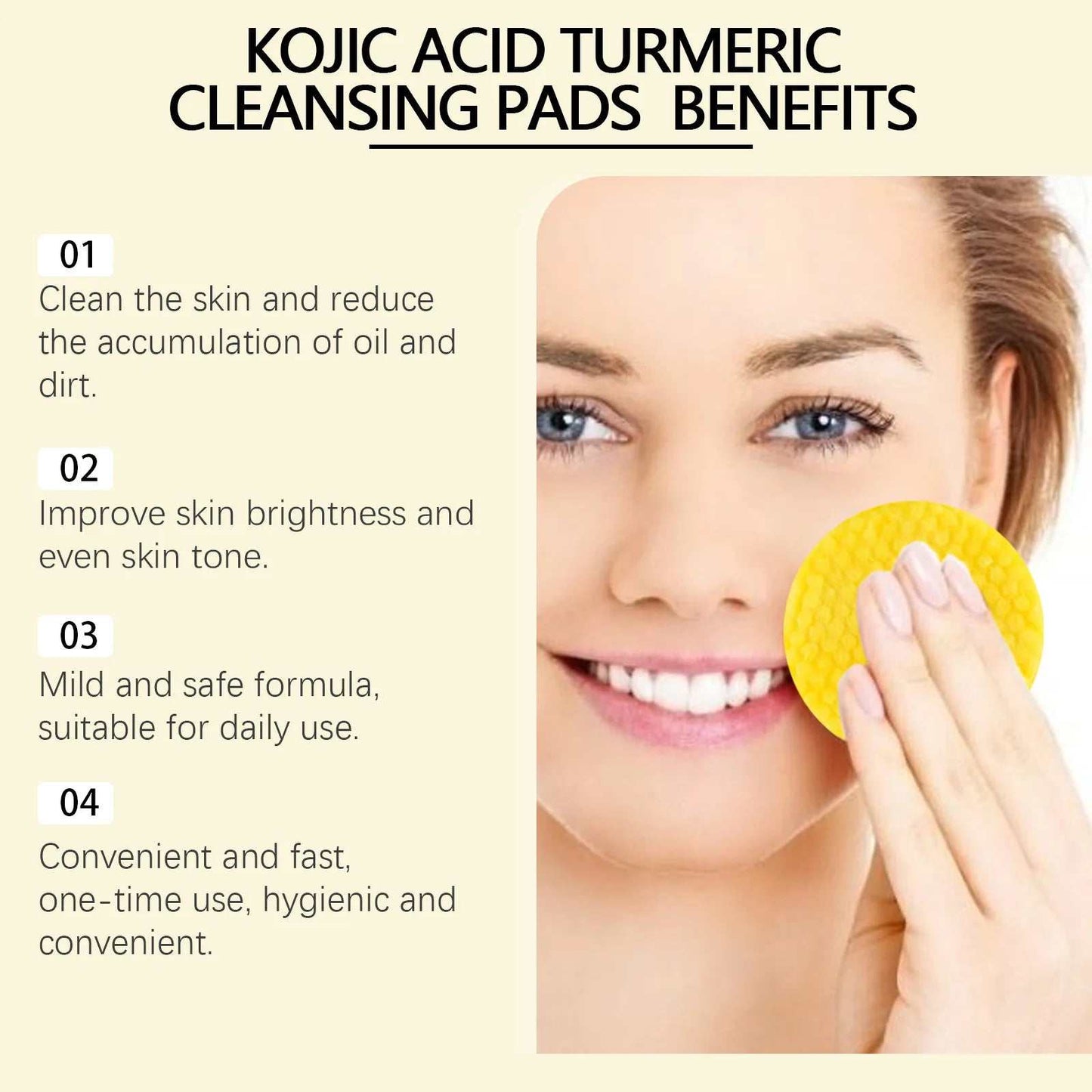 West&amp;Month Turmeric Kojic Acid Cleansing Pads Exfoliating Remove Dead Skin Acne Fade Melanin Oil Control Nourish Glow Facial Wash Sponges 60pcs

Specifications:●