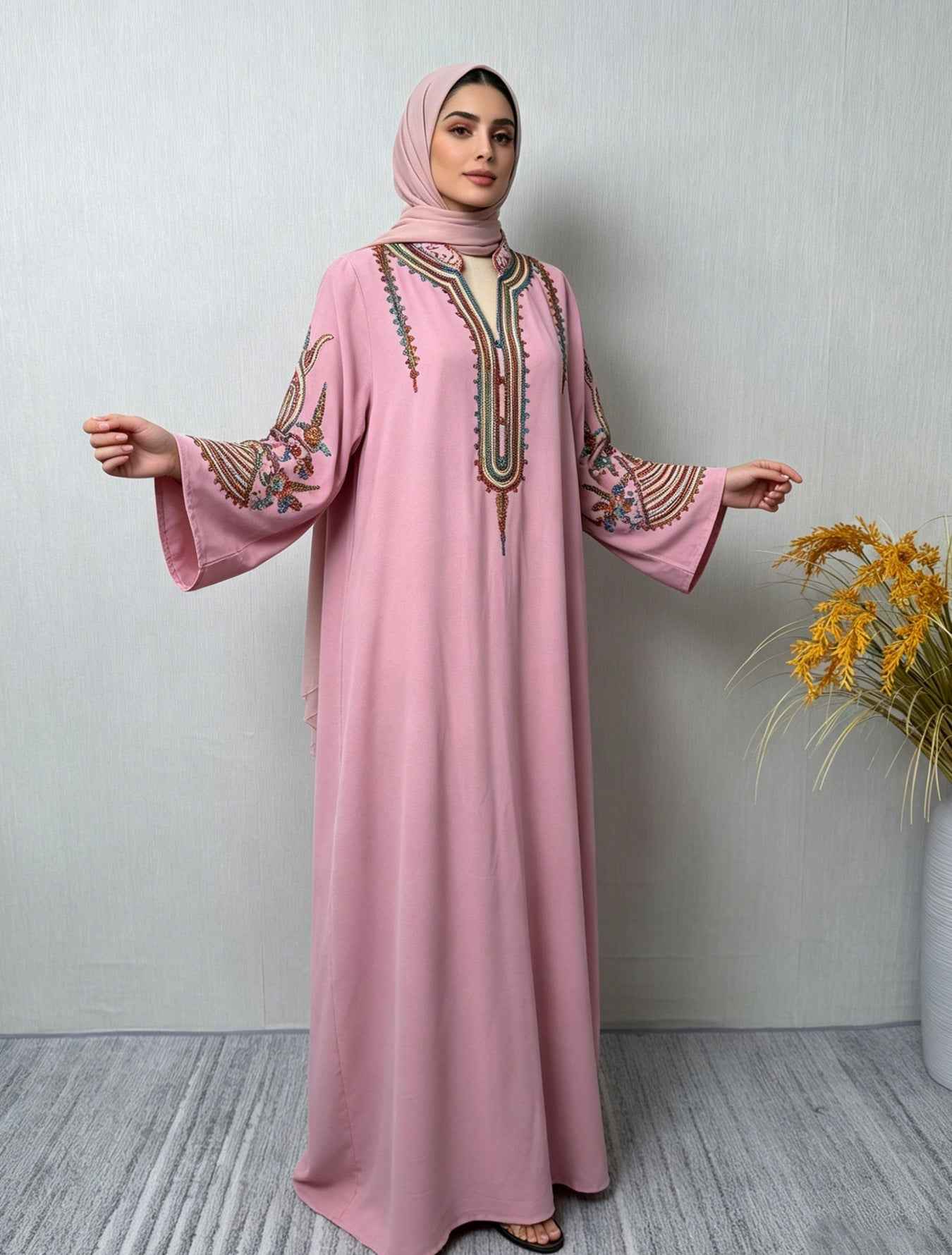 Elegant Embroidered Long Robe Dress for Women Dress