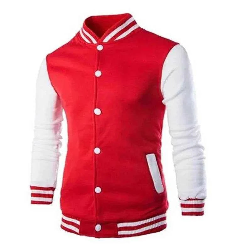Wine Red Baseball Jacket Men - Fashionable Hoodies for Men fastdrop shop Red XXL