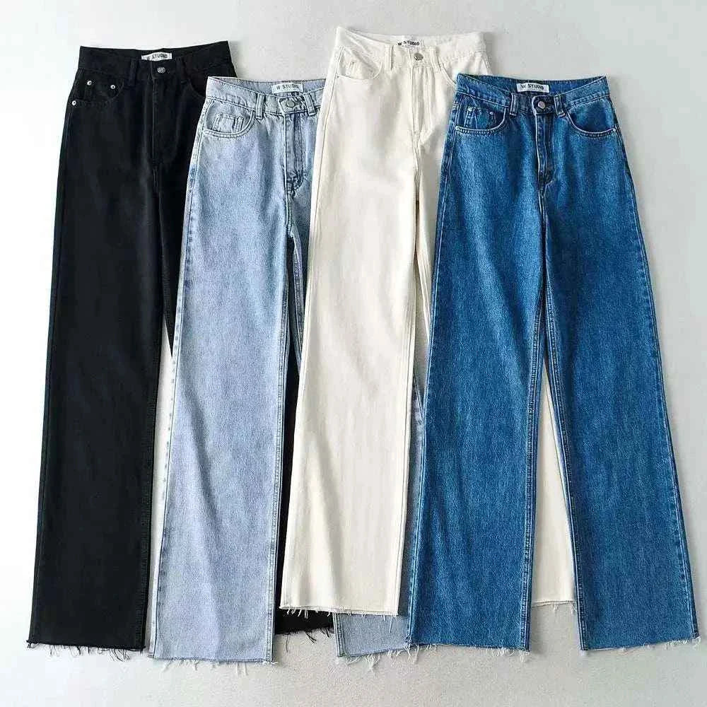 XS-L Casual Women Denim Jeans - Fashion Straight Leg Bottoms fastdrop shop