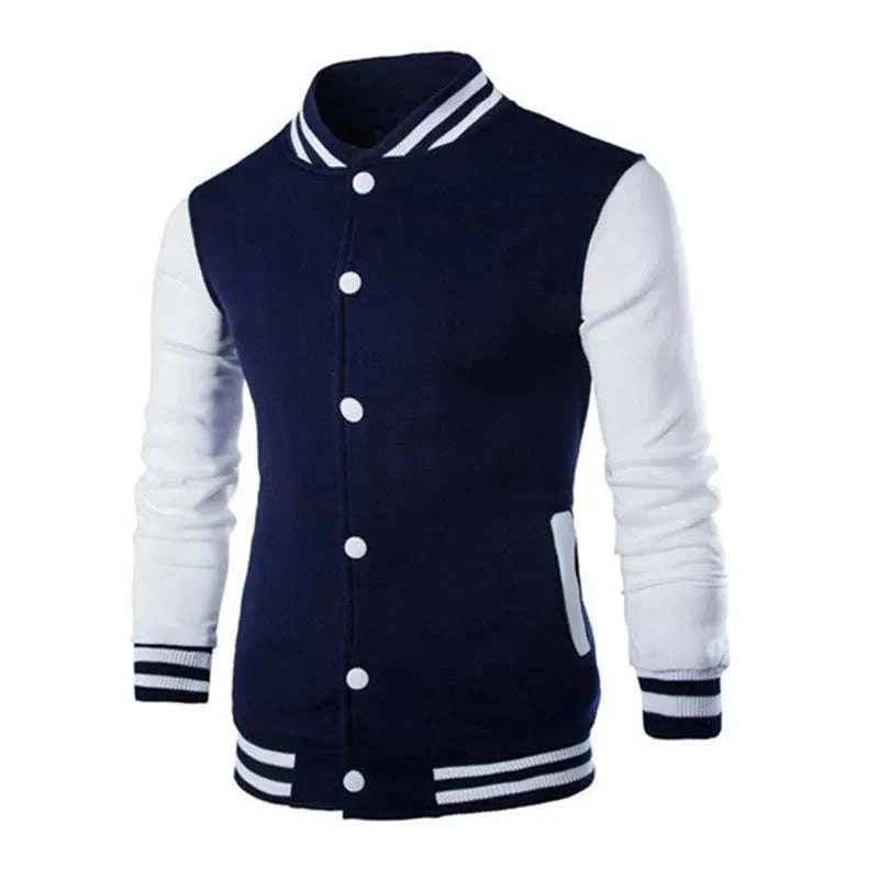 Wine Red Baseball Jacket Men - Fashionable Hoodies for Men fastdrop shop Navy blue S