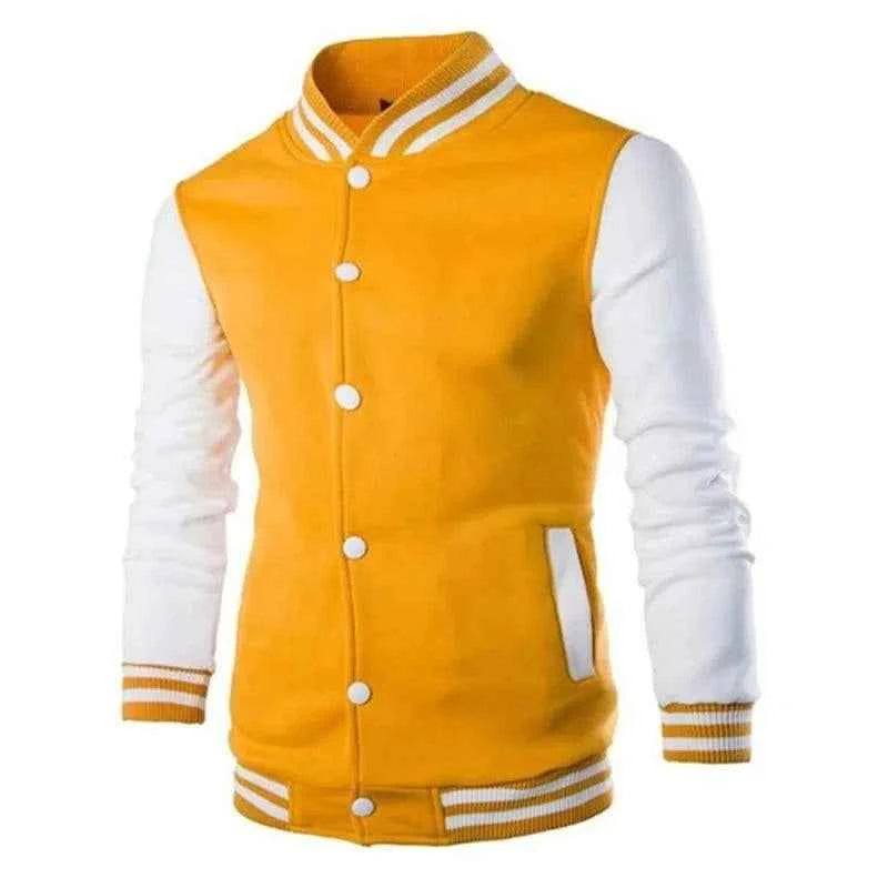 Wine Red Baseball Jacket Men - Fashionable Hoodies for Men fastdrop shop Yellow L