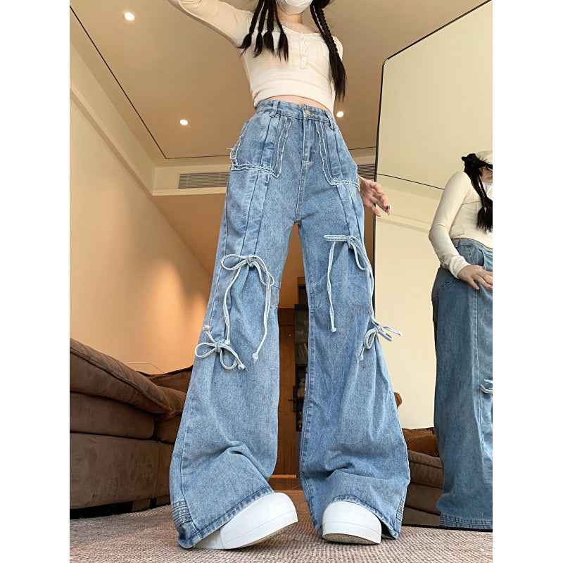 Real shot!!! American Retro Caught Pants Wide-