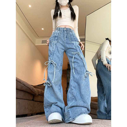 Real shot!!! American Retro Caught Pants Wide-
