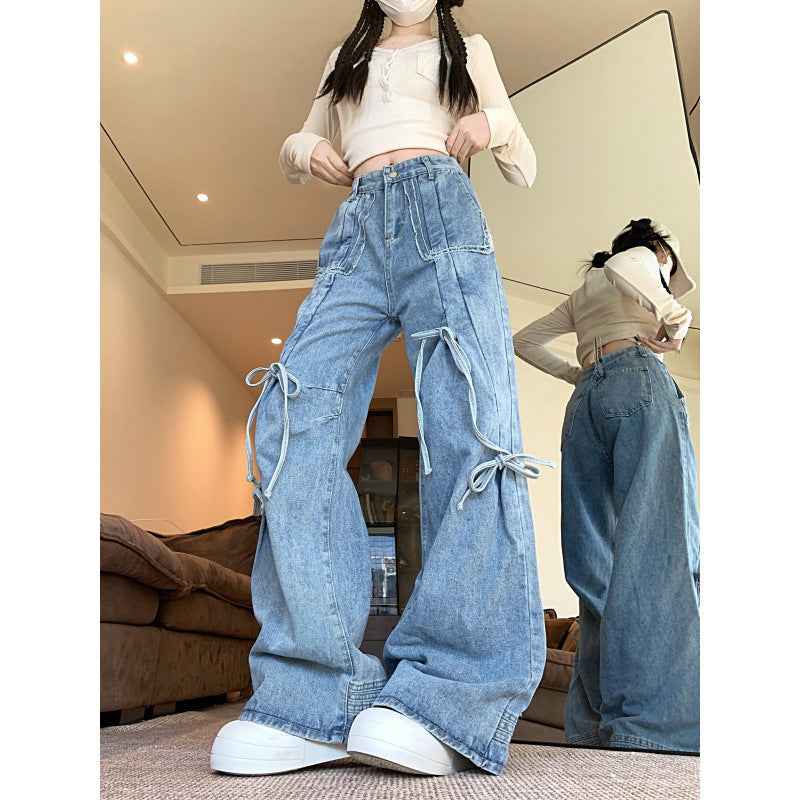 Real shot!!! American Retro Caught Pants Wide-