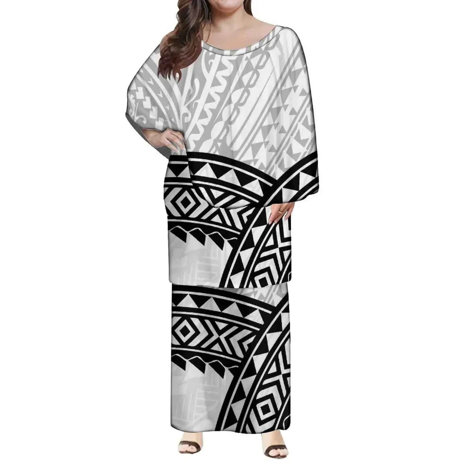 New Style Polynesian Women Long Dress Puletasi Samoan Custom