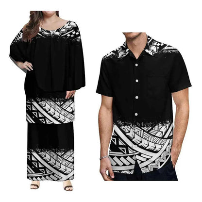 New Style Polynesian Women Long Dress Puletasi Samoan Custom