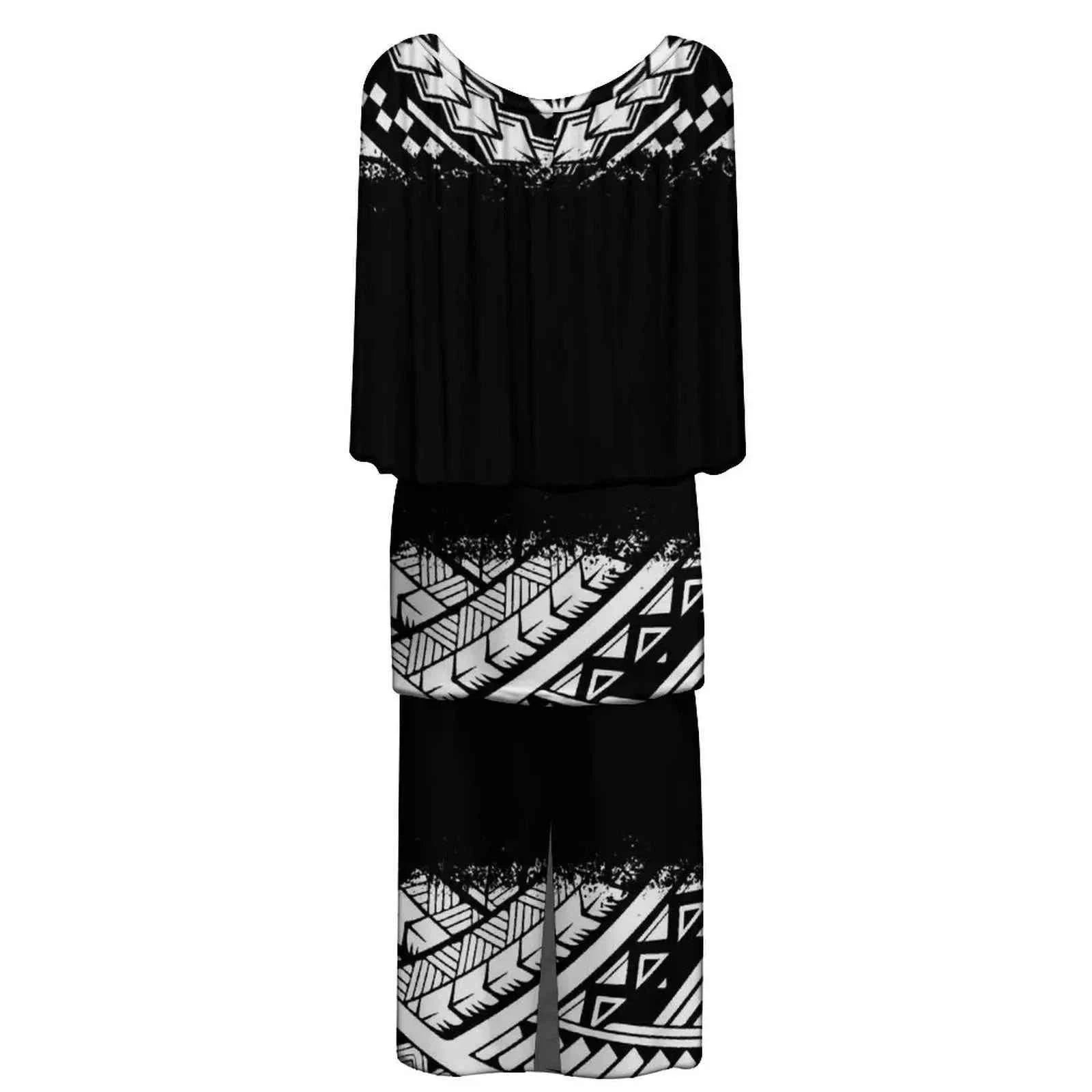 New Style Polynesian Women Long Dress Puletasi Samoan Custom