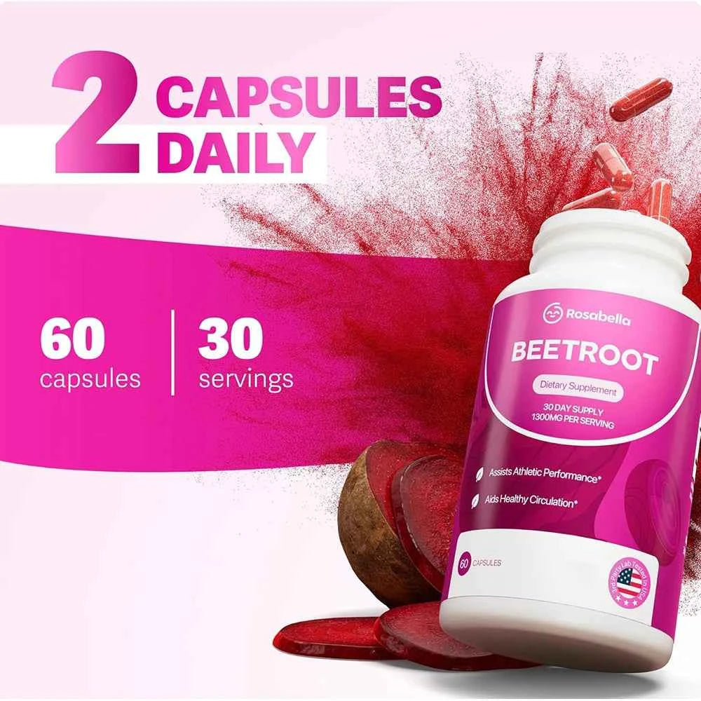 Organic Beet Root Capsules - 1300mg Beet Root Powder