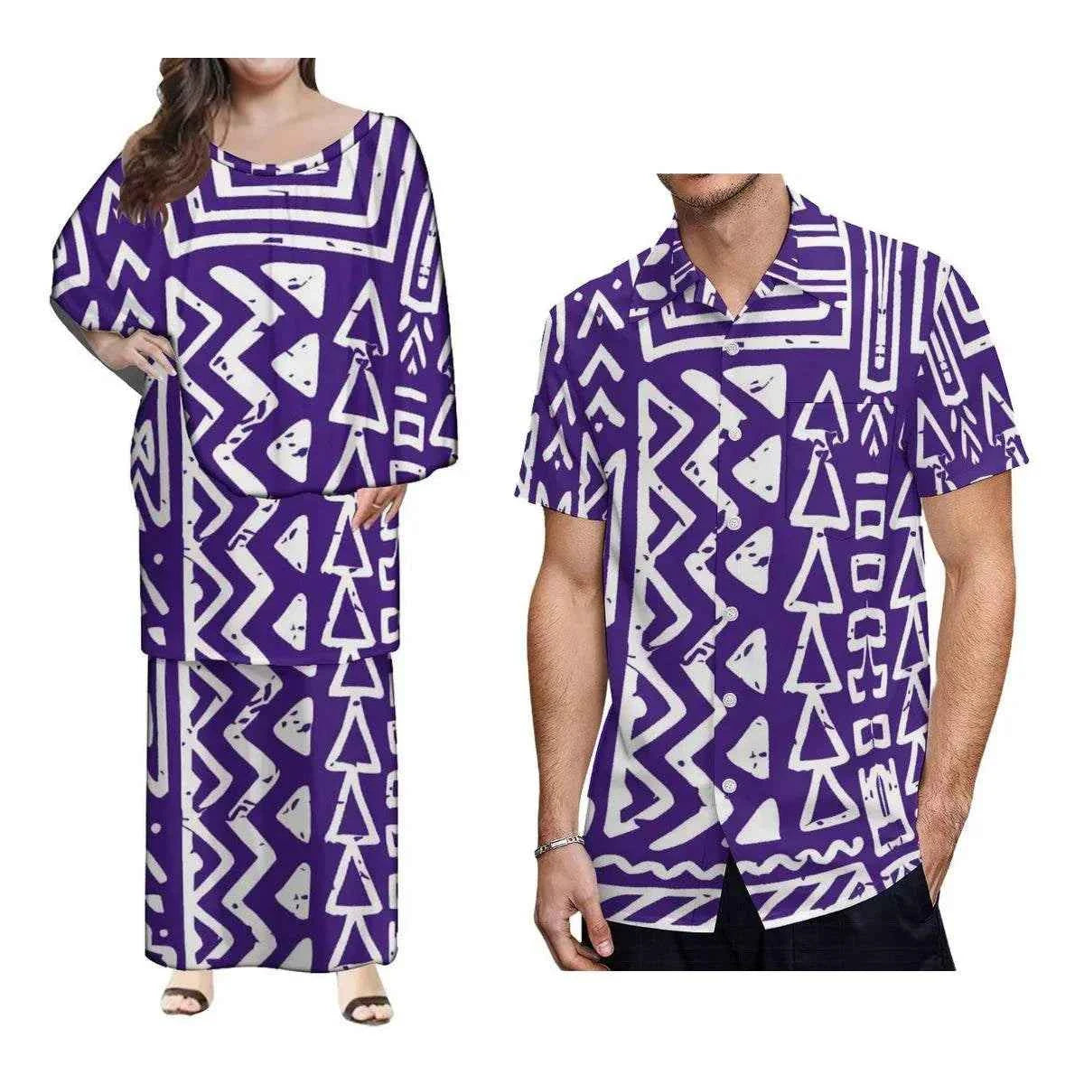 New Style Polynesian Women Long Dress Puletasi Samoan Custom