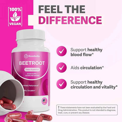 Organic Beet Root Capsules 1300mg - Pure Beet Root Powder Supplement fastdrop shop