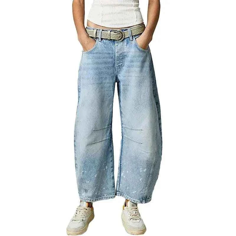 Wide Leg Jeans for Women Casual Loose Y2K Low Waist Denim Pants Boyfriend fastdrop shop LightBlue L