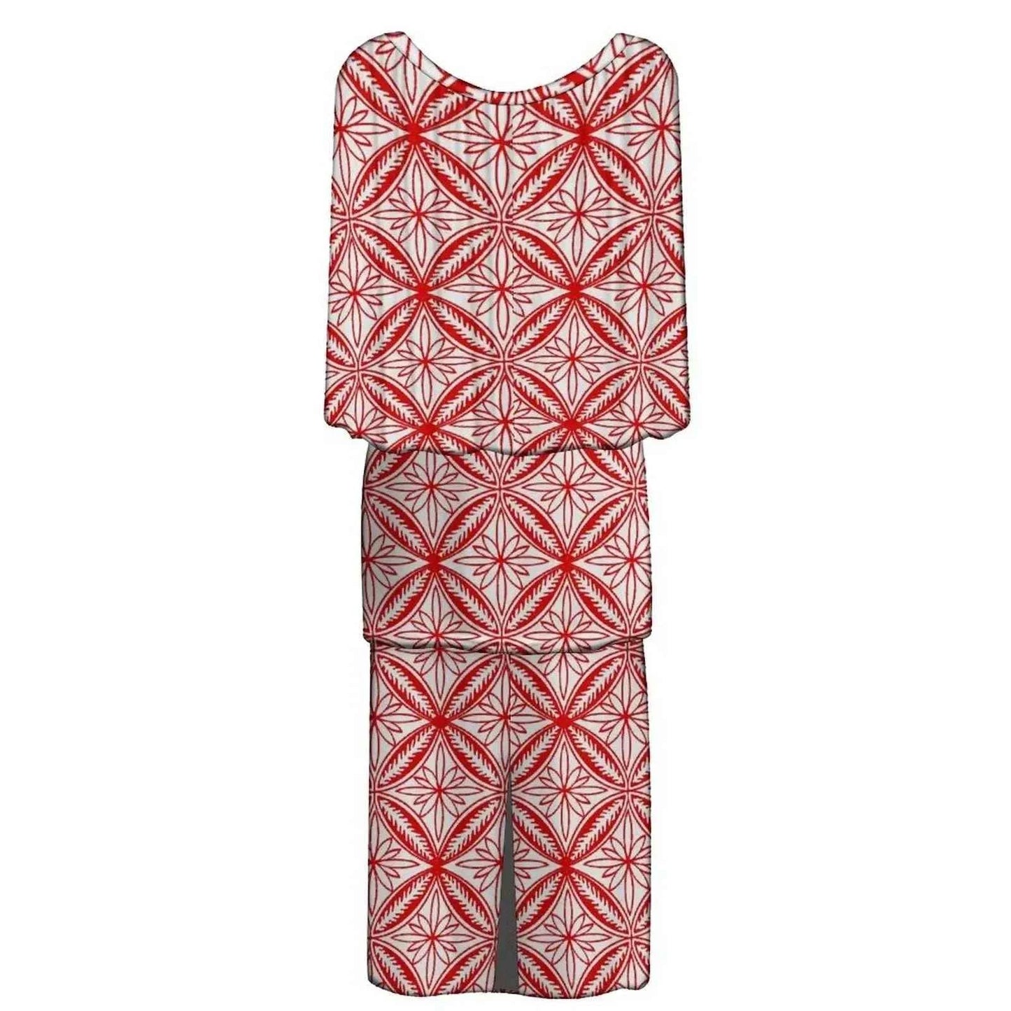 New Style Polynesian Women Long Dress Puletasi Samoan Custom