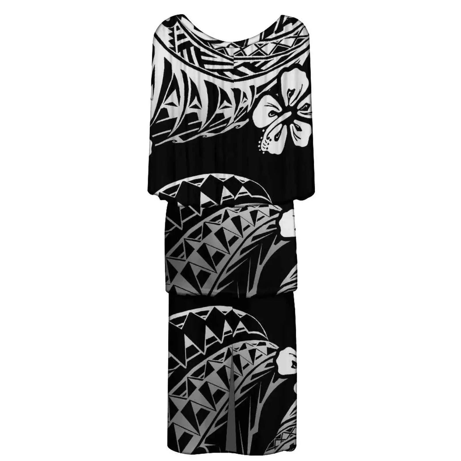 New Style Polynesian Women Long Dress Puletasi Samoan Custom