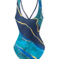 Women's One-Piece Swimsuit with V-Neck and Cross
