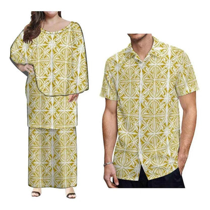 New Style Polynesian Women Long Dress Puletasi Samoan Custom