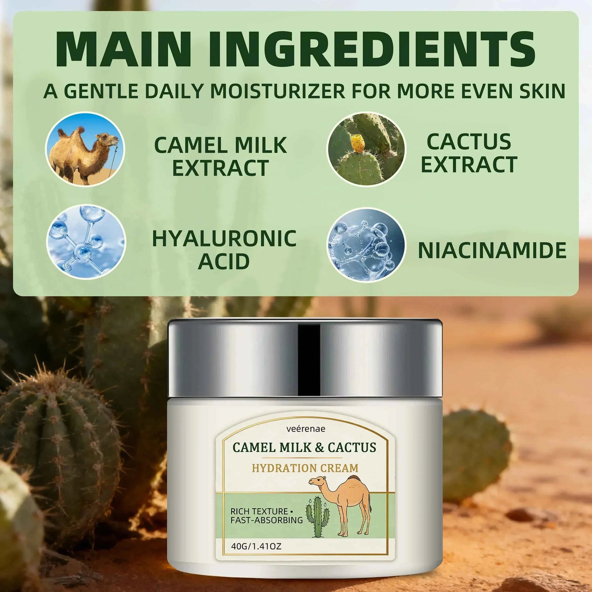 CAMEL MILK CACTUS HYDRATION CREAM – Gentle Hydration Nourishing Face