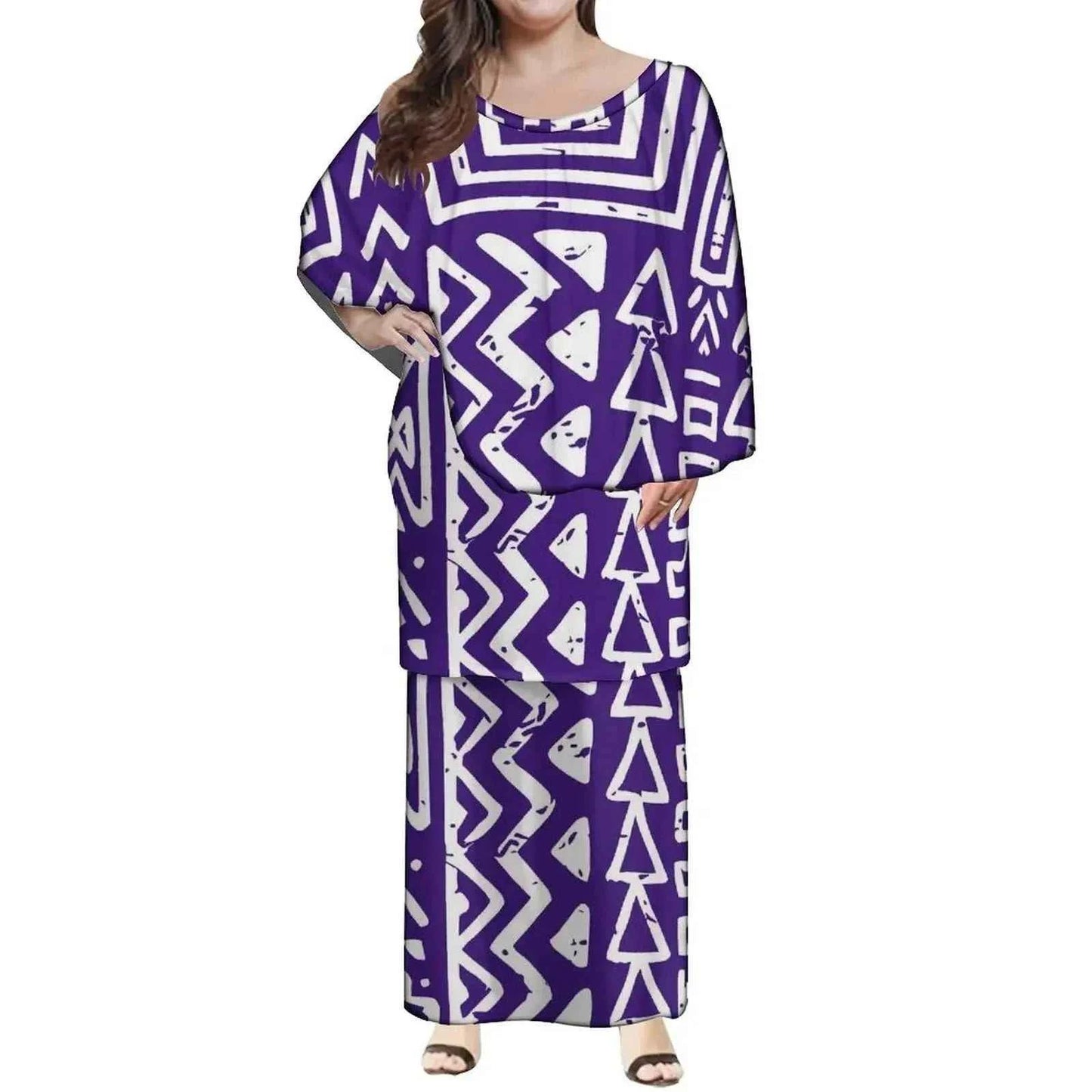 New Style Polynesian Women Long Dress Puletasi Samoan Custom