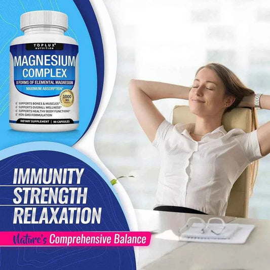 Magnesium Complex Supplement 8 Elemental 1000mg - Magnesium Glycinate, Citrate, Malate,