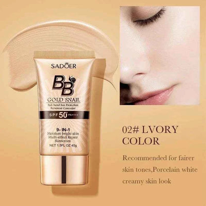 SADOER Gold Snail Sunscreen BB Cream - Ultimate Radiant Skin Protection fastdrop shop 02 Ivory color