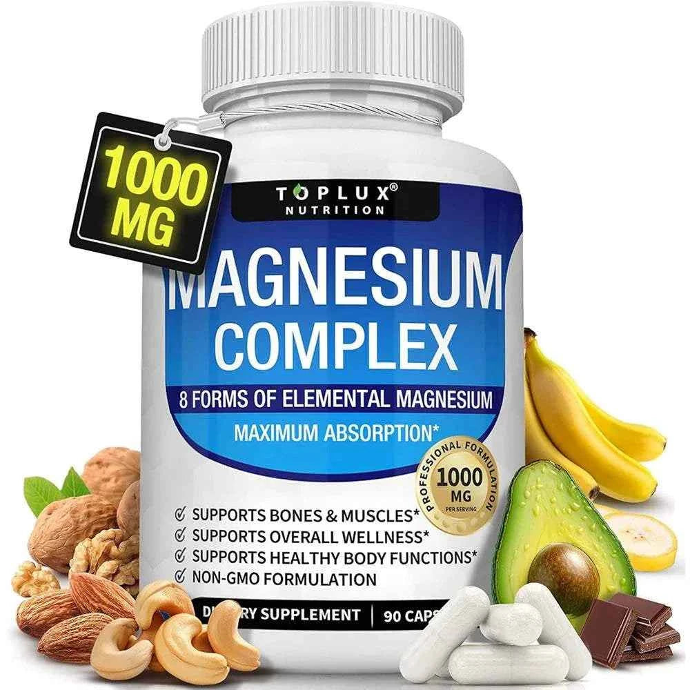 Magnesium Complex Supplement 8 Elemental 1000mg - Magnesium Glycinate, Citrate, Malate, fastdrop shop