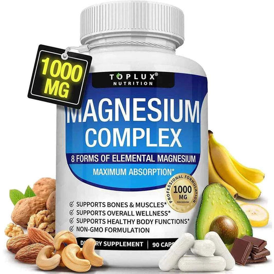 Magnesium Complex Supplement 8 Elemental 1000mg - Magnesium Glycinate, Citrate, Malate, fastdrop shop