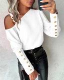 Shirt Women Blouse Off-Shoulder Blouse Women Button Long Sleeve Sexy Autumn Fashion fastdrop shop